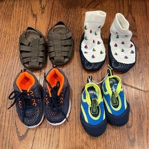 Lot of 4 pairs of baby shoes sneakers size 4 water shoes sandals